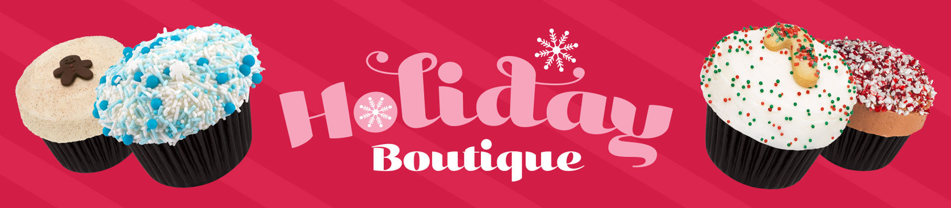 Holiday Boutique Header with cupcakes