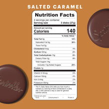 Load image into Gallery viewer, salted caramel mini chocolates nutritional facts. not-bg
