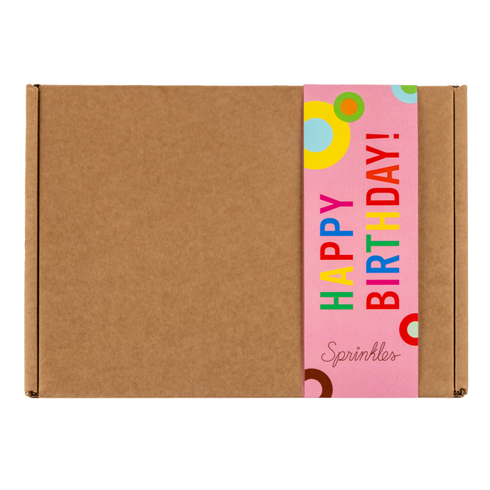 cupcake dozen box with happy birthday gift wrap
