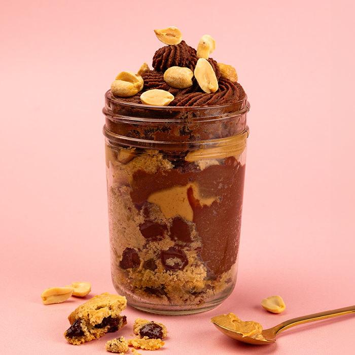 beauty image of chocolate chip and peanut butter cookie parfait not-bg