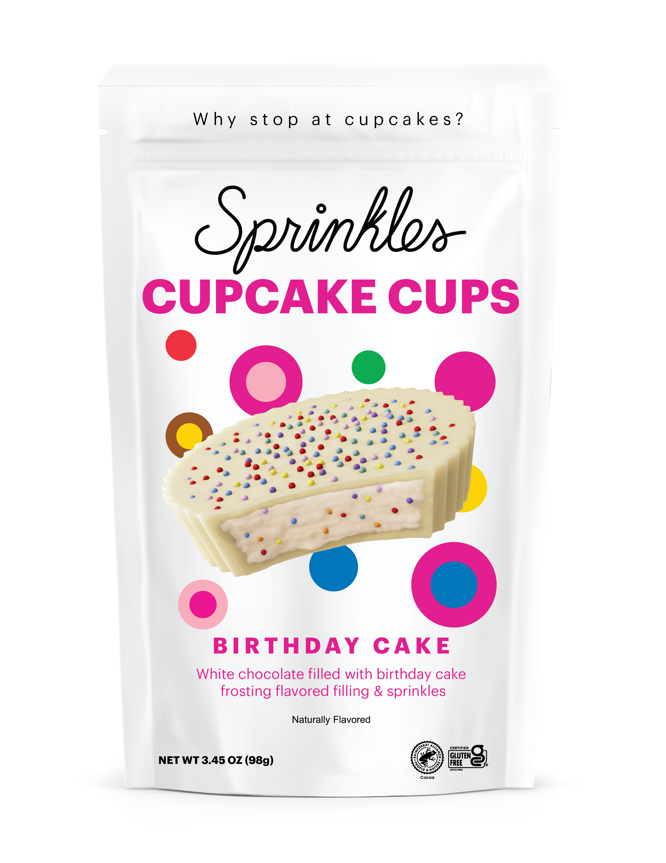 Birthday cake white chocolate filled with birthday cake frosting flavored filling and sprinkles not-bg