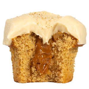 bite view of the Loro salted caramel miso cupcake not-bg