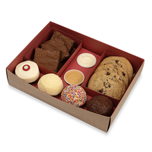 Load image into Gallery viewer, sprinkles sampler with cupcakes, brownies, cookies and frosting shots not-bg
