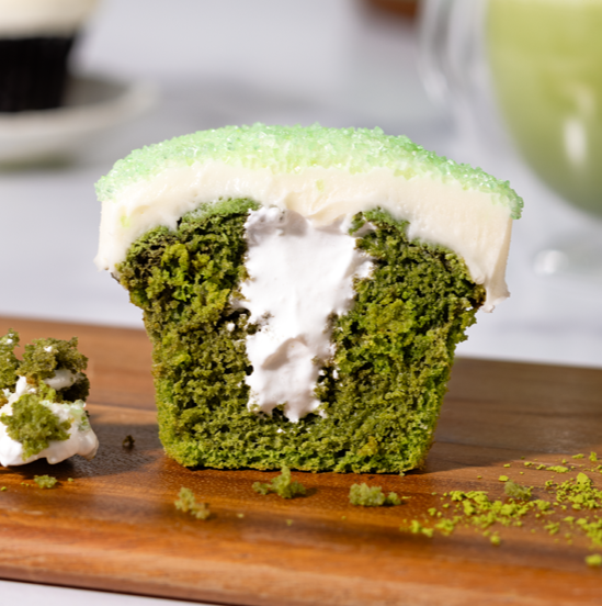 inside view of matcha cupcake