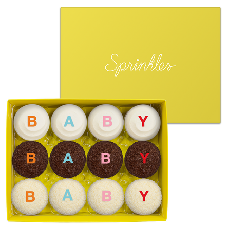 Baby baby dozen cupcakes in yellow box