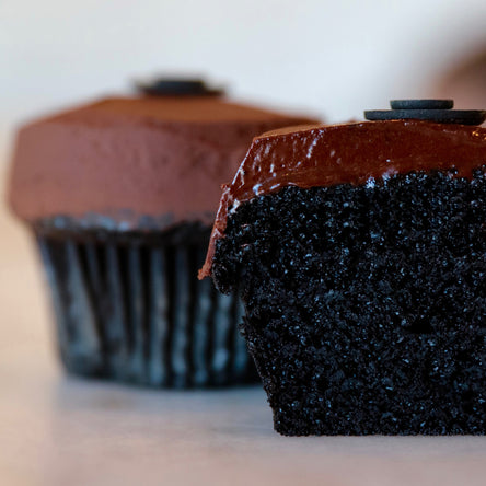black velvet cupcake cut in half 