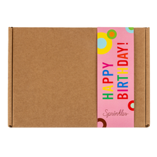 Load image into Gallery viewer, cupcake dozen box with happy birthday gift wrap
