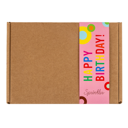 cupcake dozen box with happy birthday gift wrap