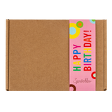 cupcake dozen box with happy birthday gift wrap