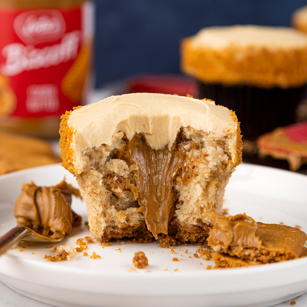 biscoff cookie butter cupcake on a plate