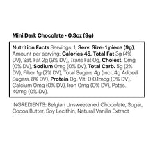 Load image into Gallery viewer, Mini Dark Chocolate Bites Nutritionals not-bg
