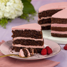 Load image into Gallery viewer, Raspberry Chocolate Chip layer cake
