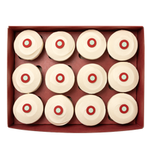 Load image into Gallery viewer, dozen box of gender reveal red velvet cupcakes not-bg
