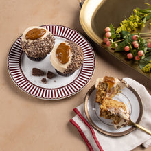 Load image into Gallery viewer, sticky toffee cupcakes with date infused buttercream frosting topped with crushed chocolate toffee crumble and caramel sauce
