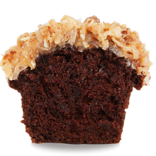 Load image into Gallery viewer, german chocolate cupcake cut in half not-bg
