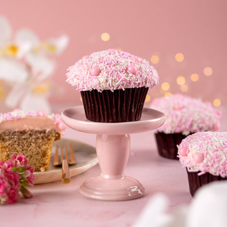 sprinkle hope cupcake with pink and white sprinkles
